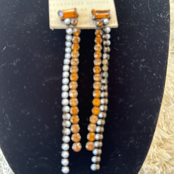 New Anthropologie dangle topaz and pearl fashion earrings - Picture 3 of 4